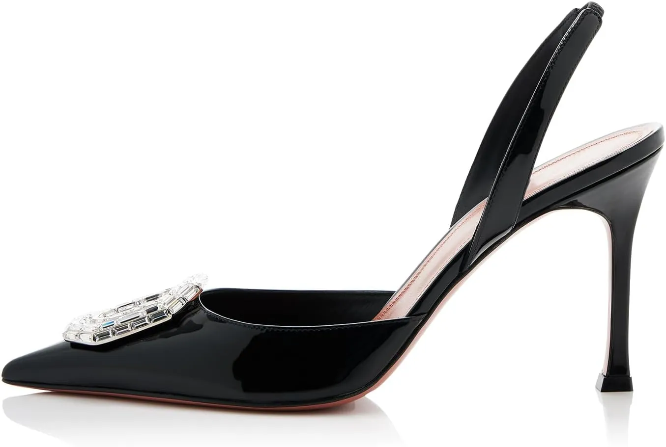 Arqa Women's Satin Slingback Pumps Pointed Toe Crystal-Embellished High Heels Dressy Stilettos Wedding Heeled Sandals