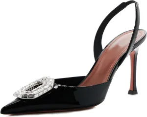 Arqa Women's Satin Slingback Pumps Pointed Toe Crystal-Embellished High Heels Dressy Stilettos Wedding Heeled Sandals