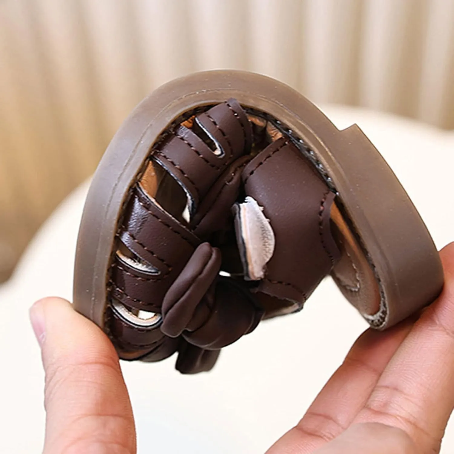 Baby Infant Girls Leather Sandals Open Toe Barefoot Sandals Newborn Girls Summer Casual Non Slip Breathable Shoes