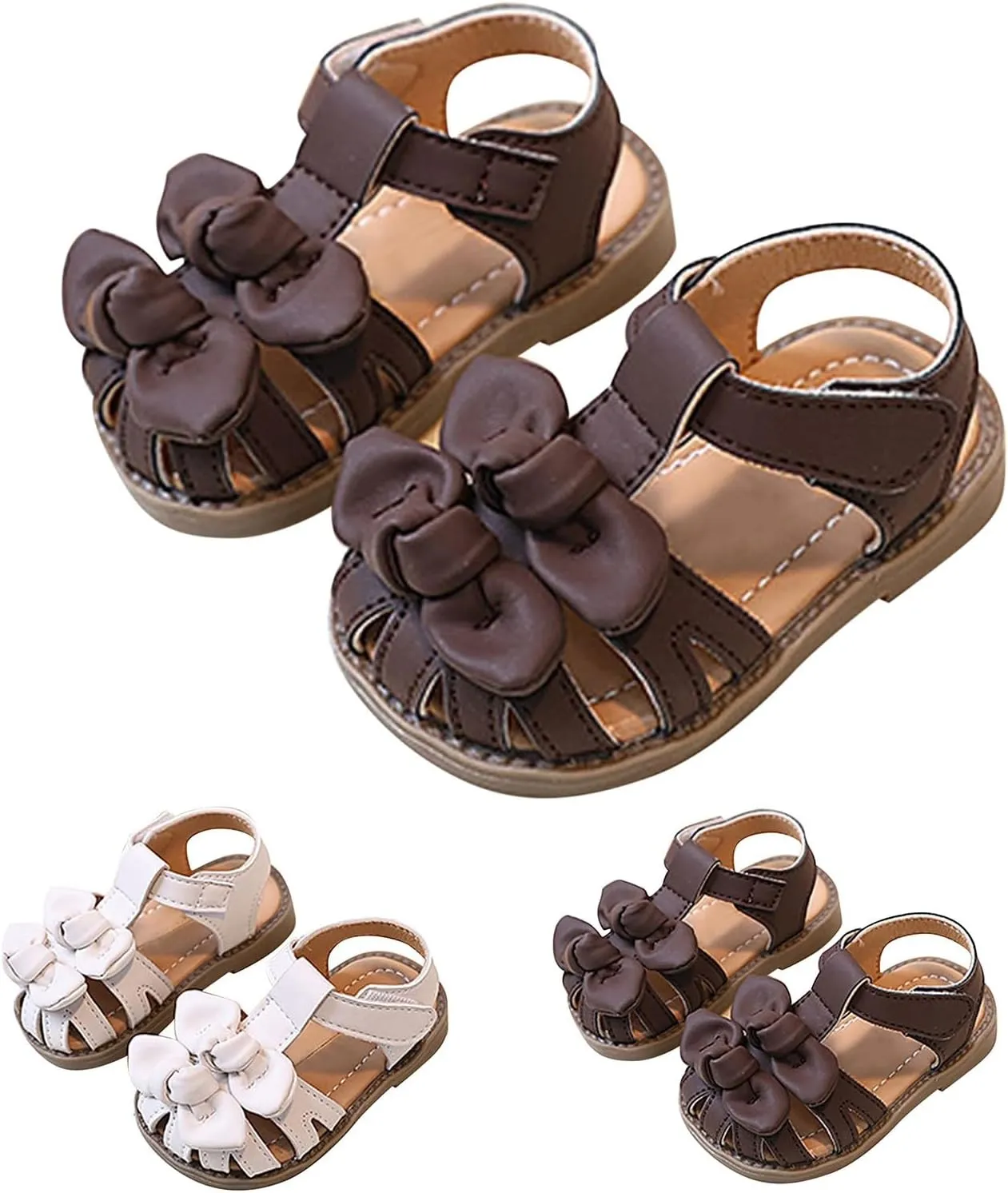 Baby Infant Girls Leather Sandals Open Toe Barefoot Sandals Newborn Girls Summer Casual Non Slip Breathable Shoes