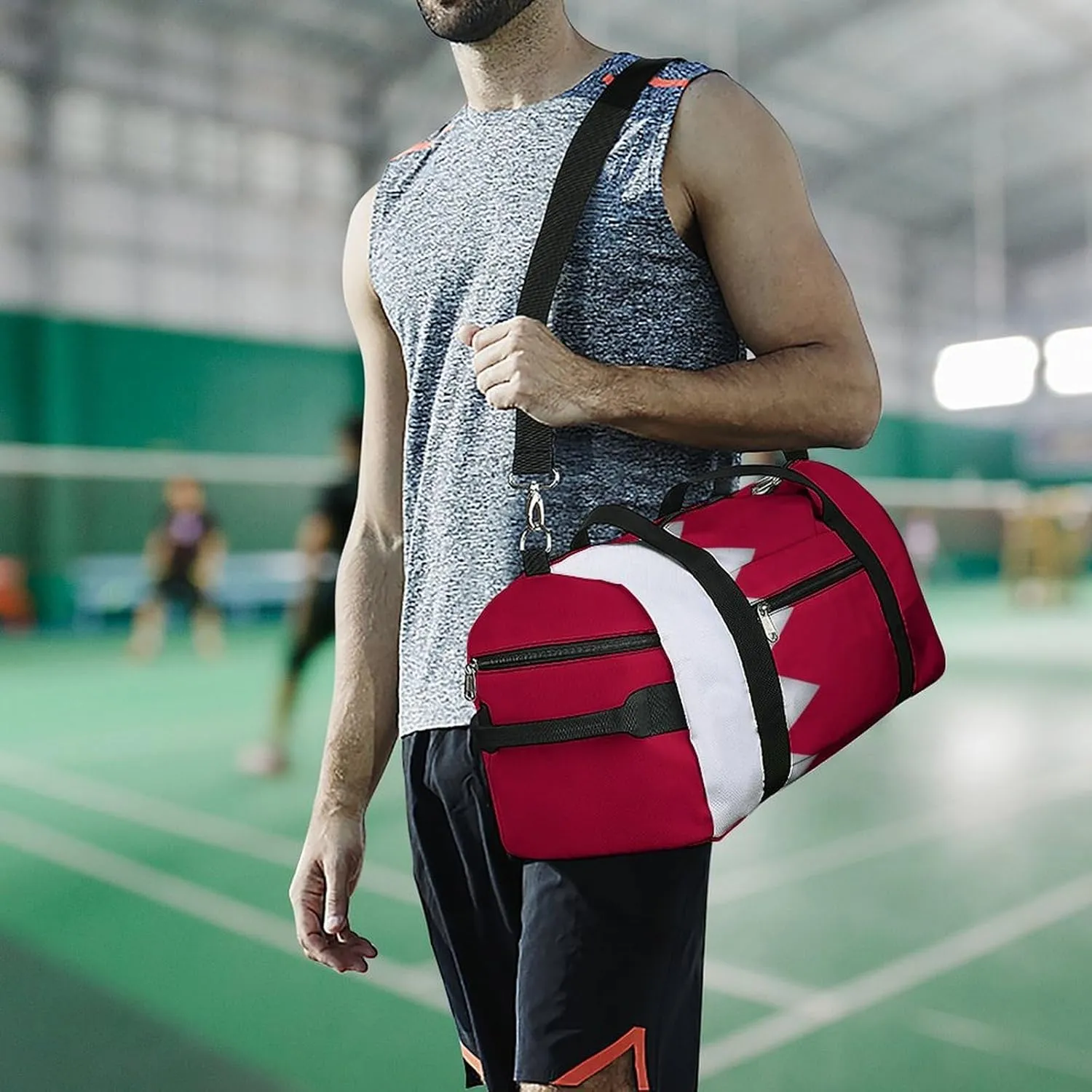 Bahrain Flag Duffel Bag for Boys Girls with Shoe Compartment for Travel Gym
