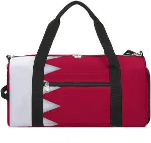Bahrain Flag Duffel Bag for Boys Girls with Shoe Compartment for Travel Gym
