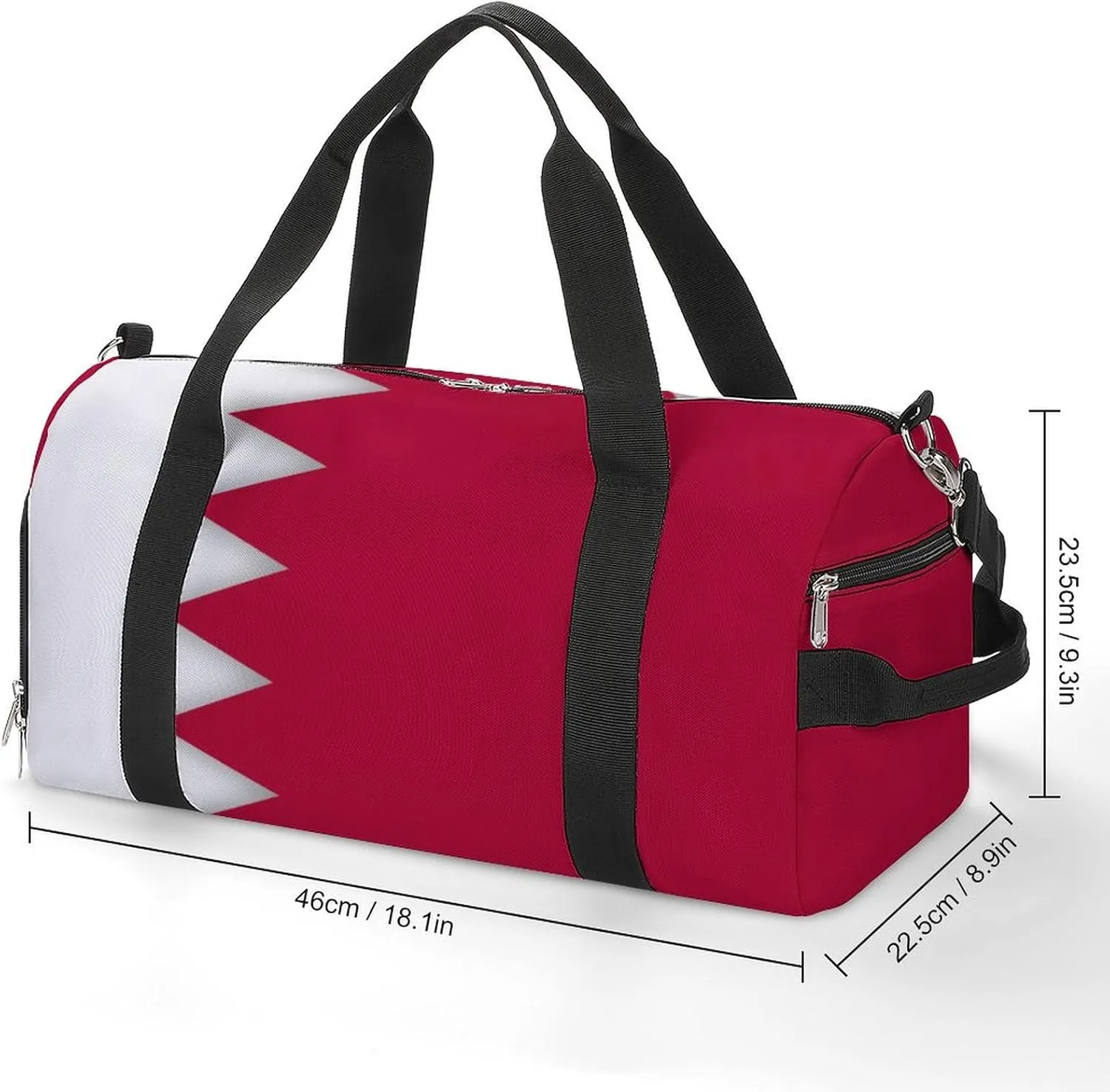 Bahrain Flag Duffel Bag for Boys Girls with Shoe Compartment for Travel Gym
