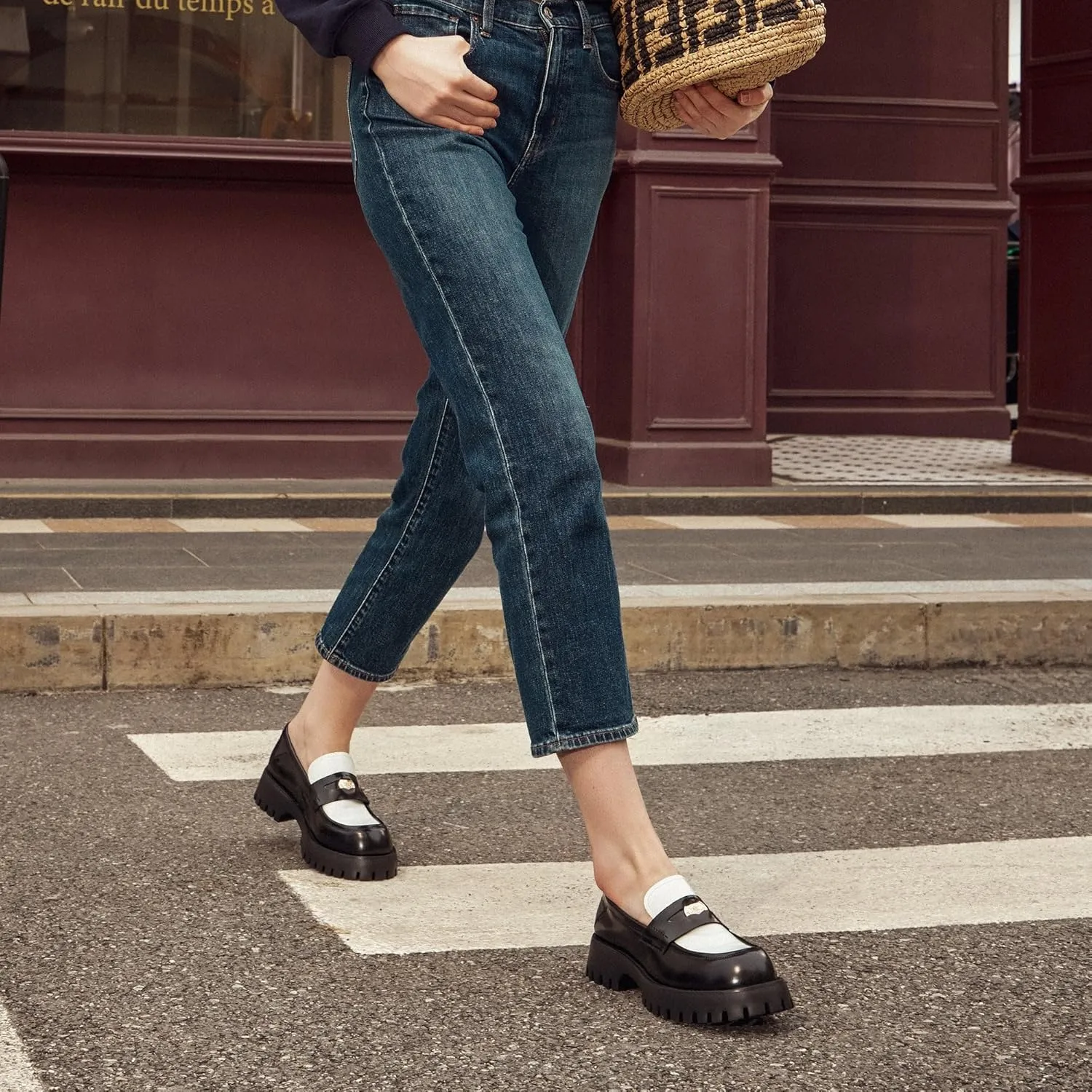 BEAU TODAY Chunky Loafers Women,Patent Leather Platform Loafers for Women,Lug Sole Slip On Penny Shoes,Comfortable Work Office Business Casual Dress Shoes