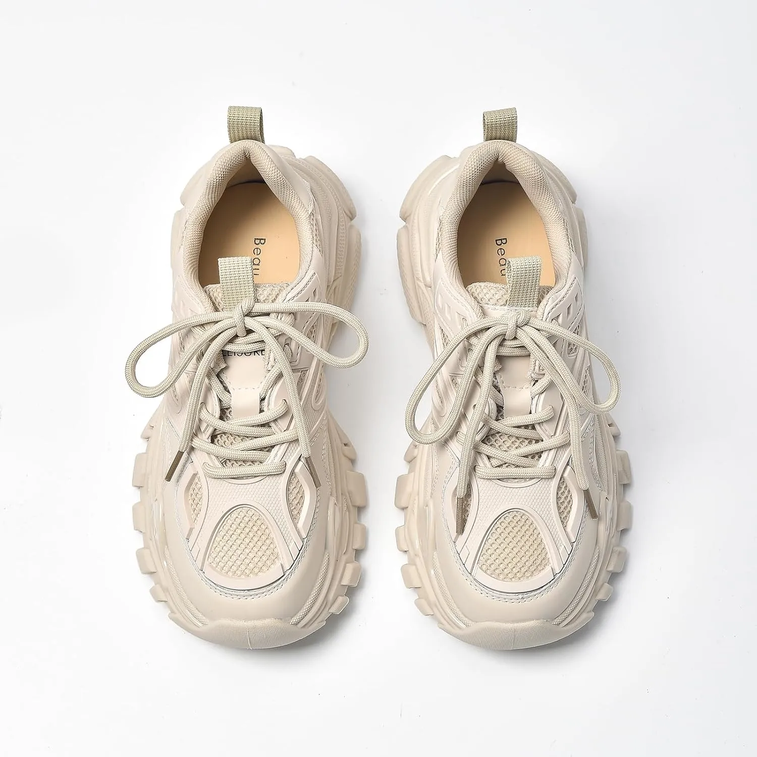 BEAU TODAY Chunky Sneakers for Women, Fashion Platform Sneakers Dad Shoes for Women, Casual Lace-up Walking Shoes