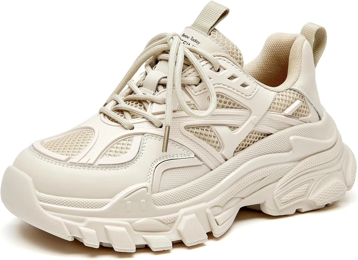 BEAU TODAY Chunky Sneakers for Women, Fashion Platform Sneakers Dad Shoes for Women, Casual Lace-up Walking Shoes