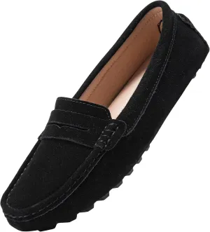 BEAUSEEN Women's Genuine Leather Penny Loafers Classic Driving Moccasins Casual Slip On Comfort Women Loafer Shoes