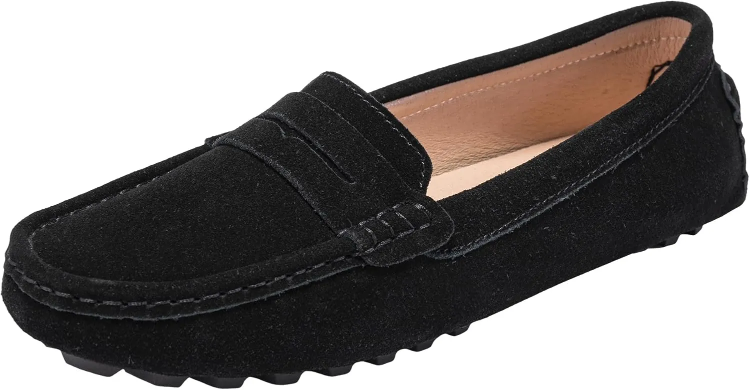 BEAUSEEN Women's Genuine Leather Penny Loafers Classic Driving Moccasins Casual Slip On Comfort Women Loafer Shoes