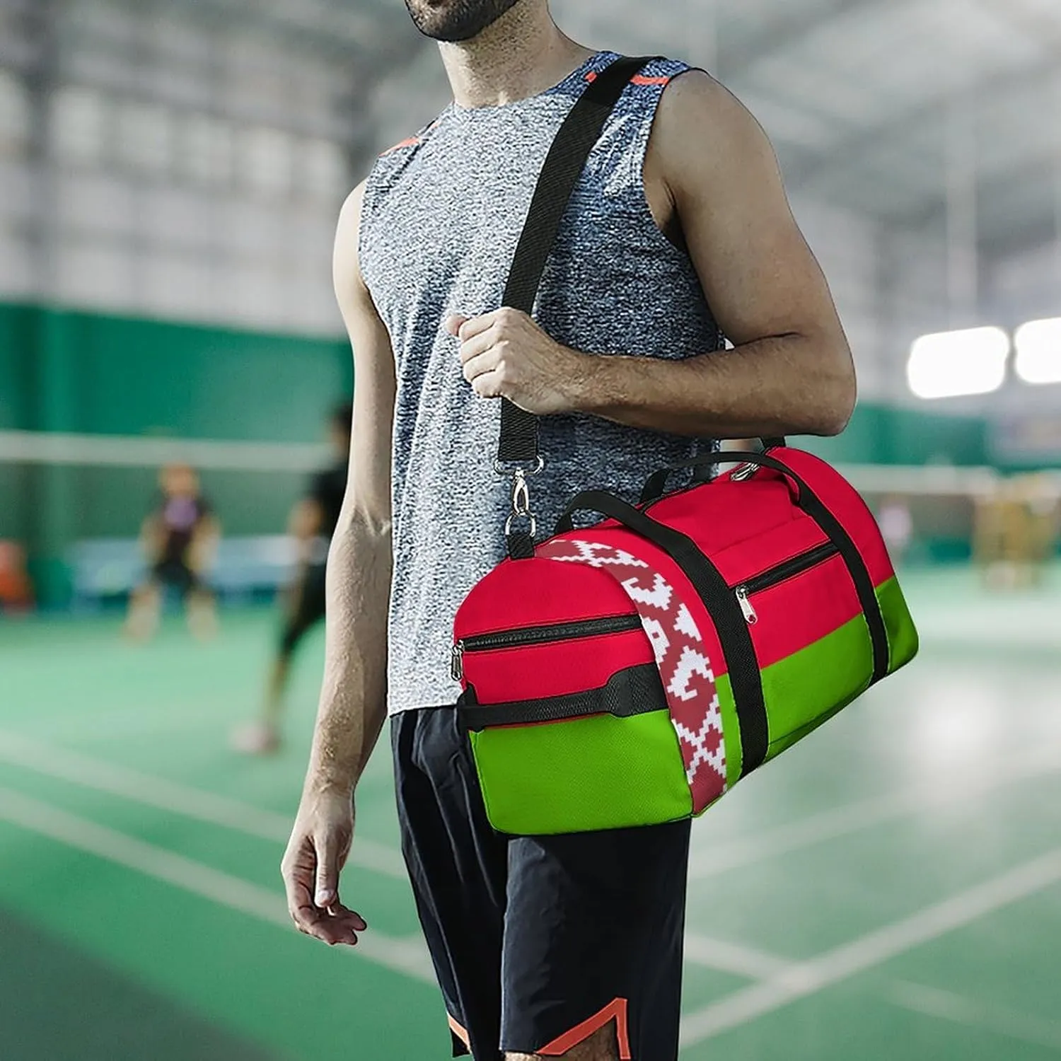 Belarus Flag Travel Duffel for Boys Girls with Shoe Compartment Overnight