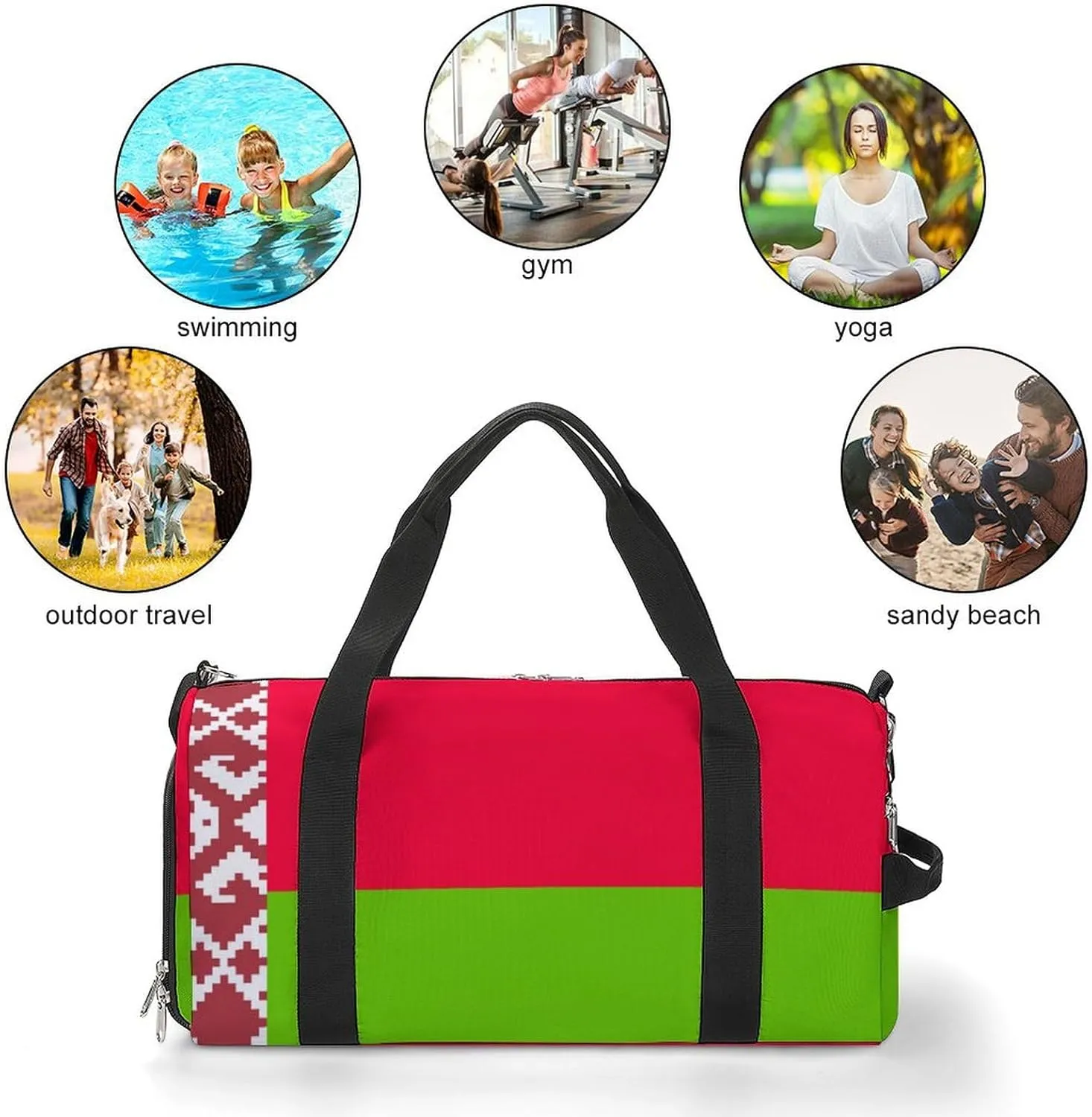 Belarus Flag Travel Duffel for Boys Girls with Shoe Compartment Overnight