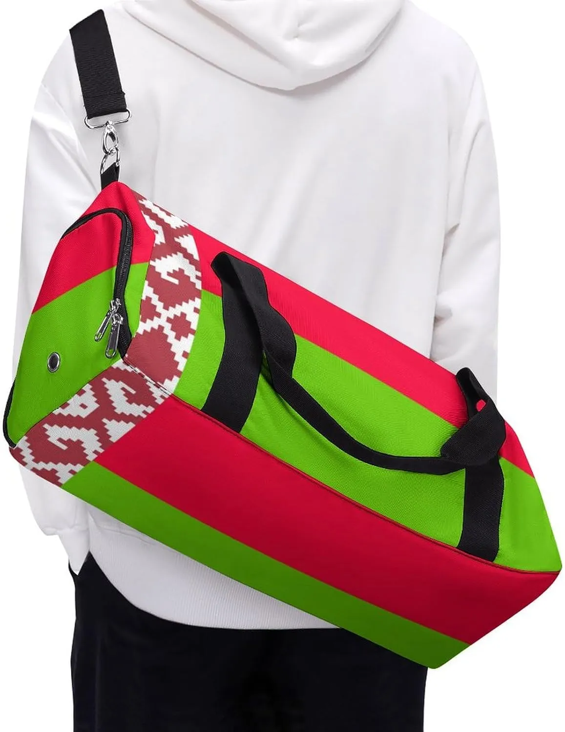 Belarus Flag Travel Duffel for Boys Girls with Shoe Compartment Overnight