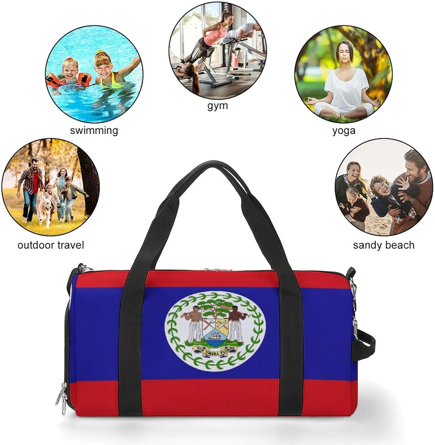 Belize Flag Duffel Bag for Boys Girls with Shoe Compartment for Travel Gym