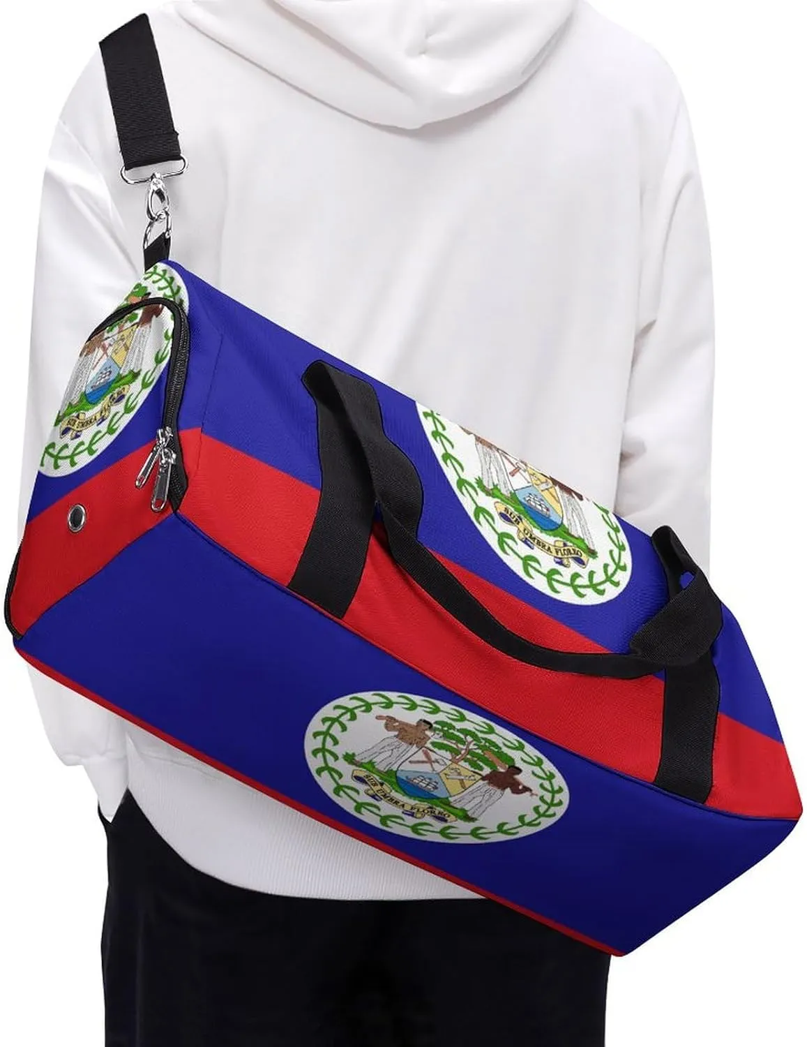 Belize Flag Duffel Bag for Boys Girls with Shoe Compartment for Travel Gym