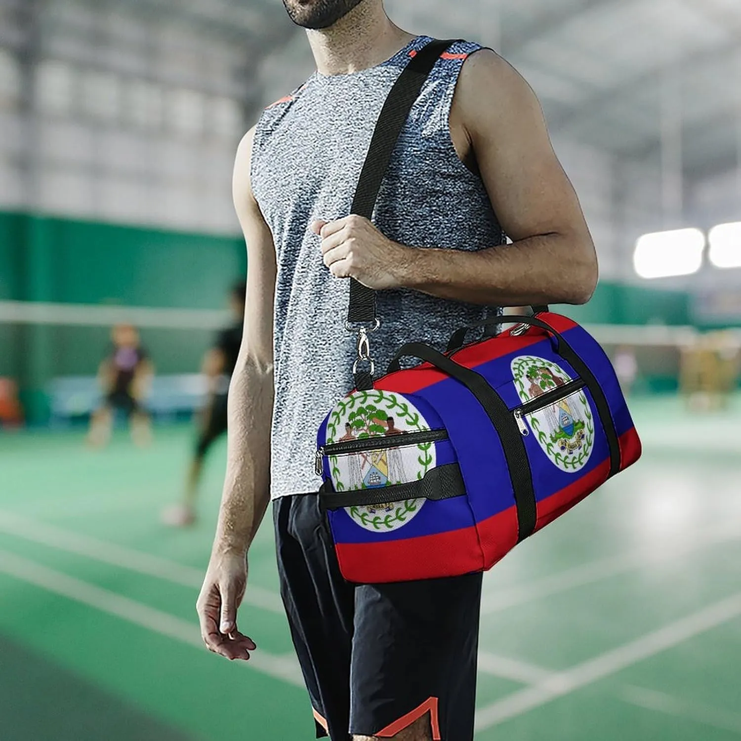 Belize Flag Duffel Bag for Boys Girls with Shoe Compartment for Travel Gym