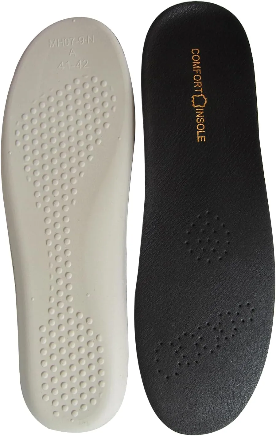 Black Real Leather Shoe Insoles for Men Working Boots and Sneakers Thick Latex Leather Inserts for Men Running Shoes Shock Absorbing Shoe Soles Pads for Flat Feet Pains Relief
