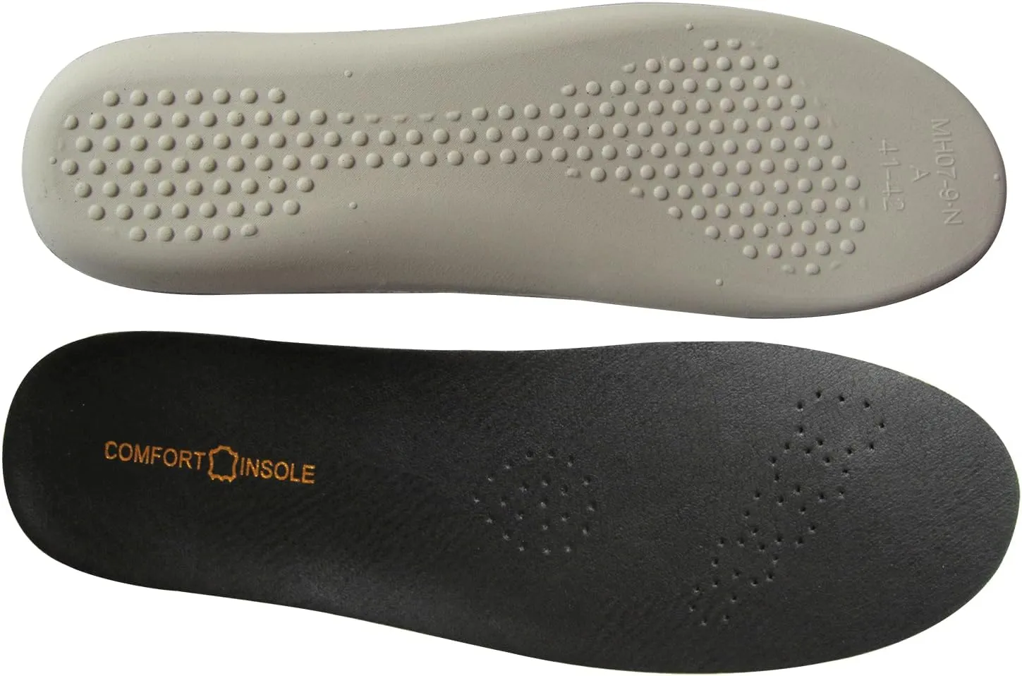 Black Real Leather Shoe Insoles for Men Working Boots and Sneakers Thick Latex Leather Inserts for Men Running Shoes Shock Absorbing Shoe Soles Pads for Flat Feet Pains Relief