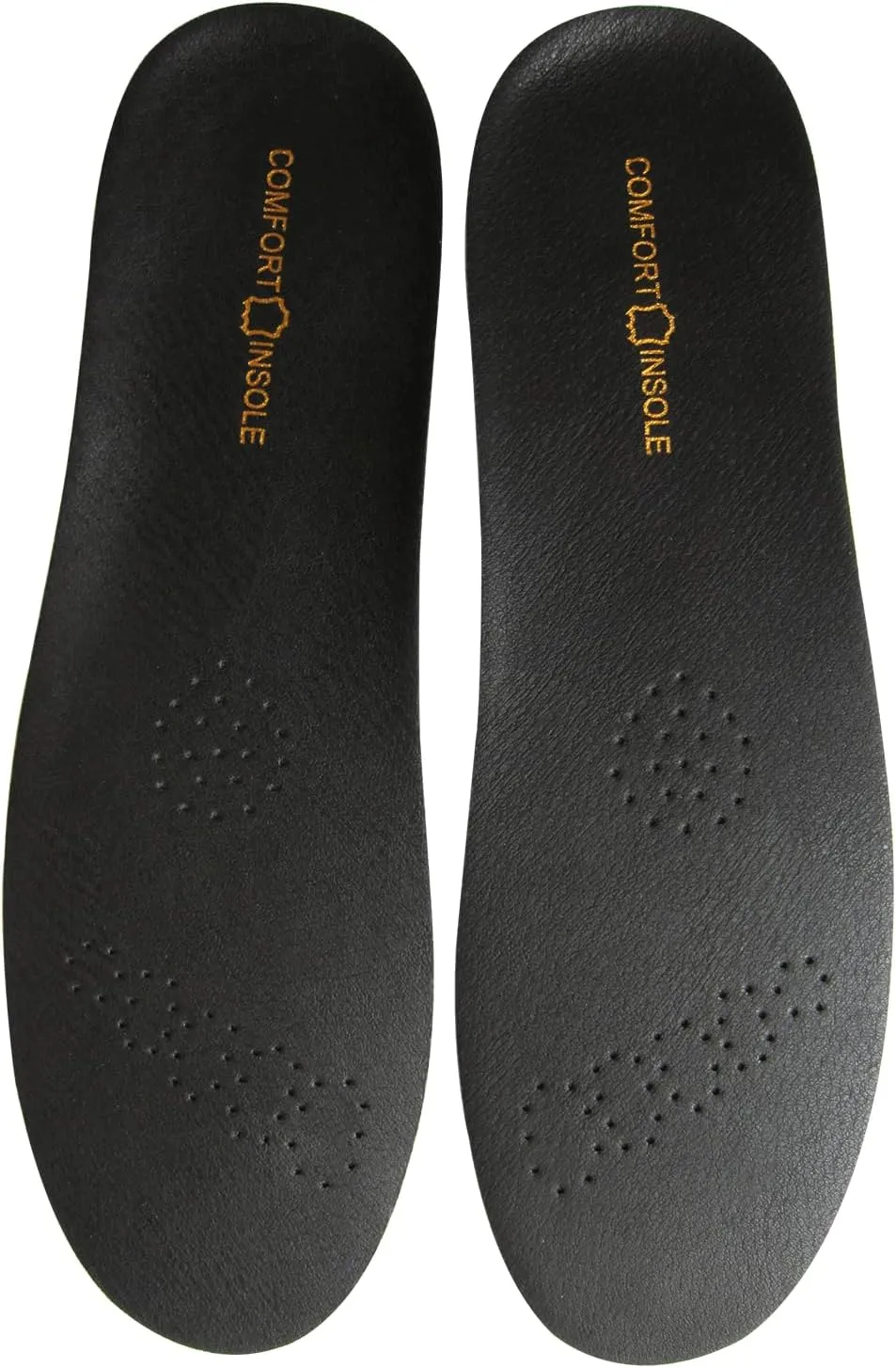 Black Real Leather Shoe Insoles for Men Working Boots and Sneakers Thick Latex Leather Inserts for Men Running Shoes Shock Absorbing Shoe Soles Pads for Flat Feet Pains Relief