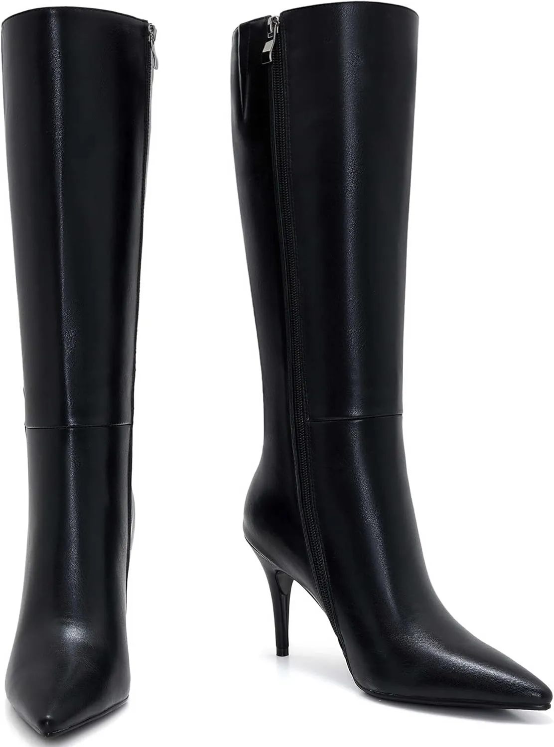 Black Stiletto Boots Knee High Pointed Toe Heels For Women Thigh High Heeled Boots Sexy