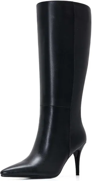 Black Stiletto Boots Knee High Pointed Toe Heels For Women Thigh High Heeled Boots Sexy