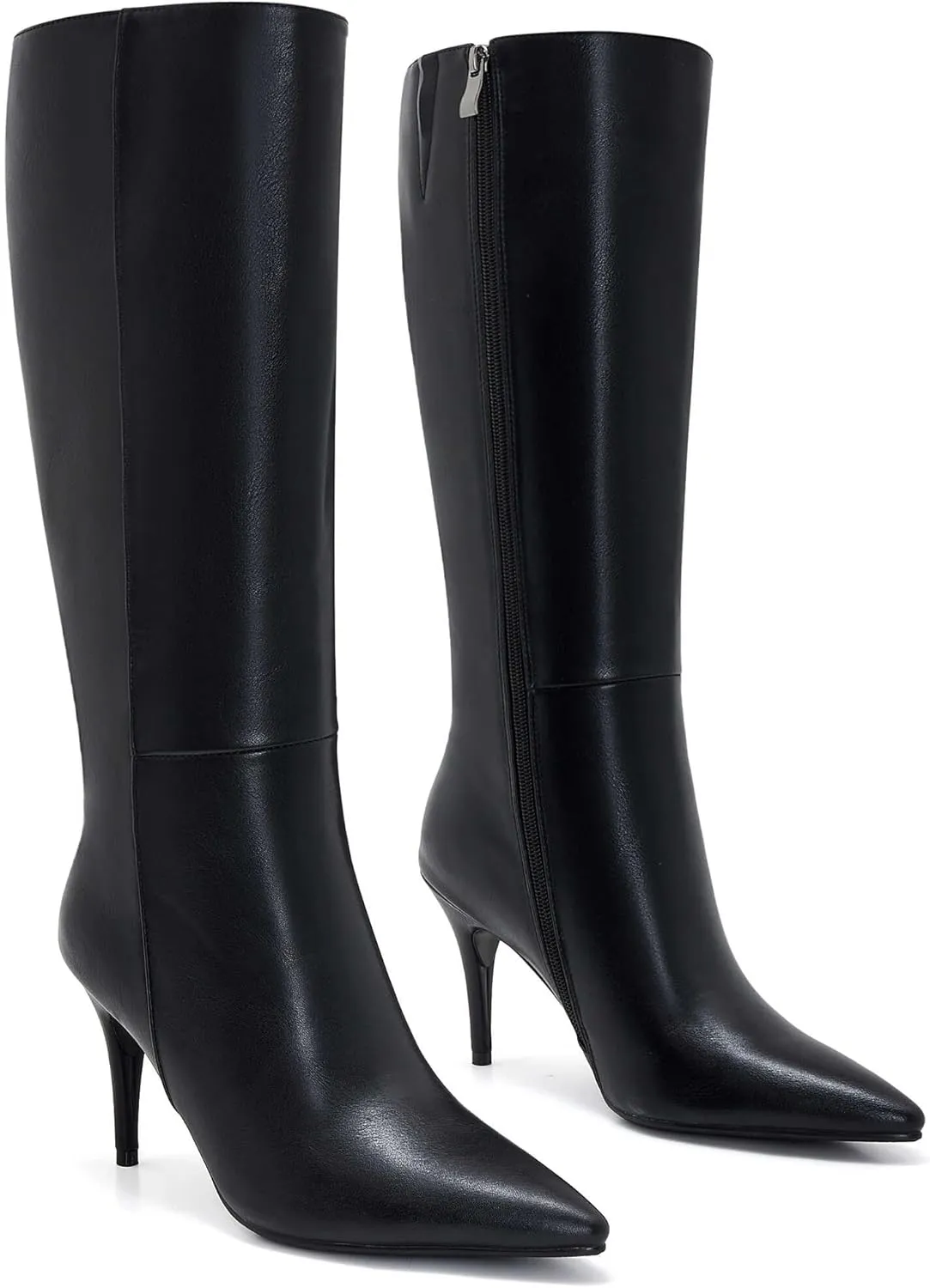 Black Stiletto Boots Knee High Pointed Toe Heels For Women Thigh High Heeled Boots Sexy