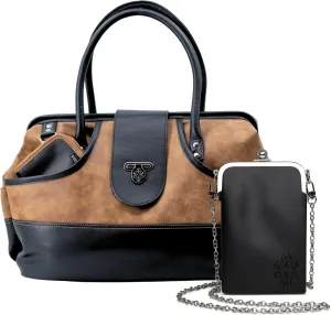 BORSALI Weekender Duffel Bag for Women with Packing Cubes, Travel Wallet, Shoe Covers, Sunglass Case Vegan Leather- Brown Bag & Black Sunglass Case with Removable Crossbody Chain