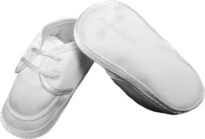 Boys Satin Christening Shoe with Celtic Cross