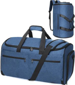 Bukere Garment Duffle Bags for Travel, Convertible Carry on Bag with Shoe Compartment, 3 in 1 Travel Suit Bag with Backpack Shoulder Strap for Men Women
