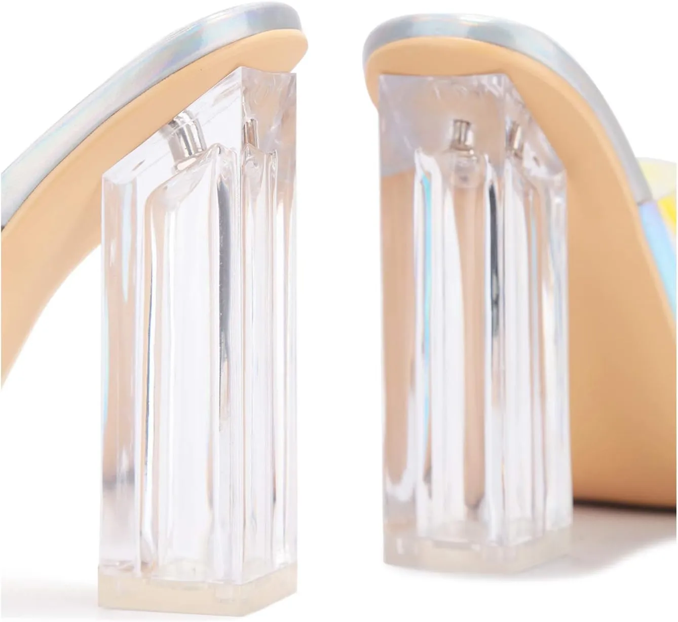 Cape Robbin Fusion Clear Chunky Block High Heels for Women, Transparent Booties for Women