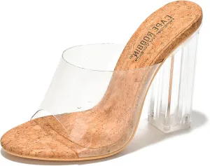 Cape Robbin Fusion Clear Chunky Block High Heels for Women, Transparent Booties for Women