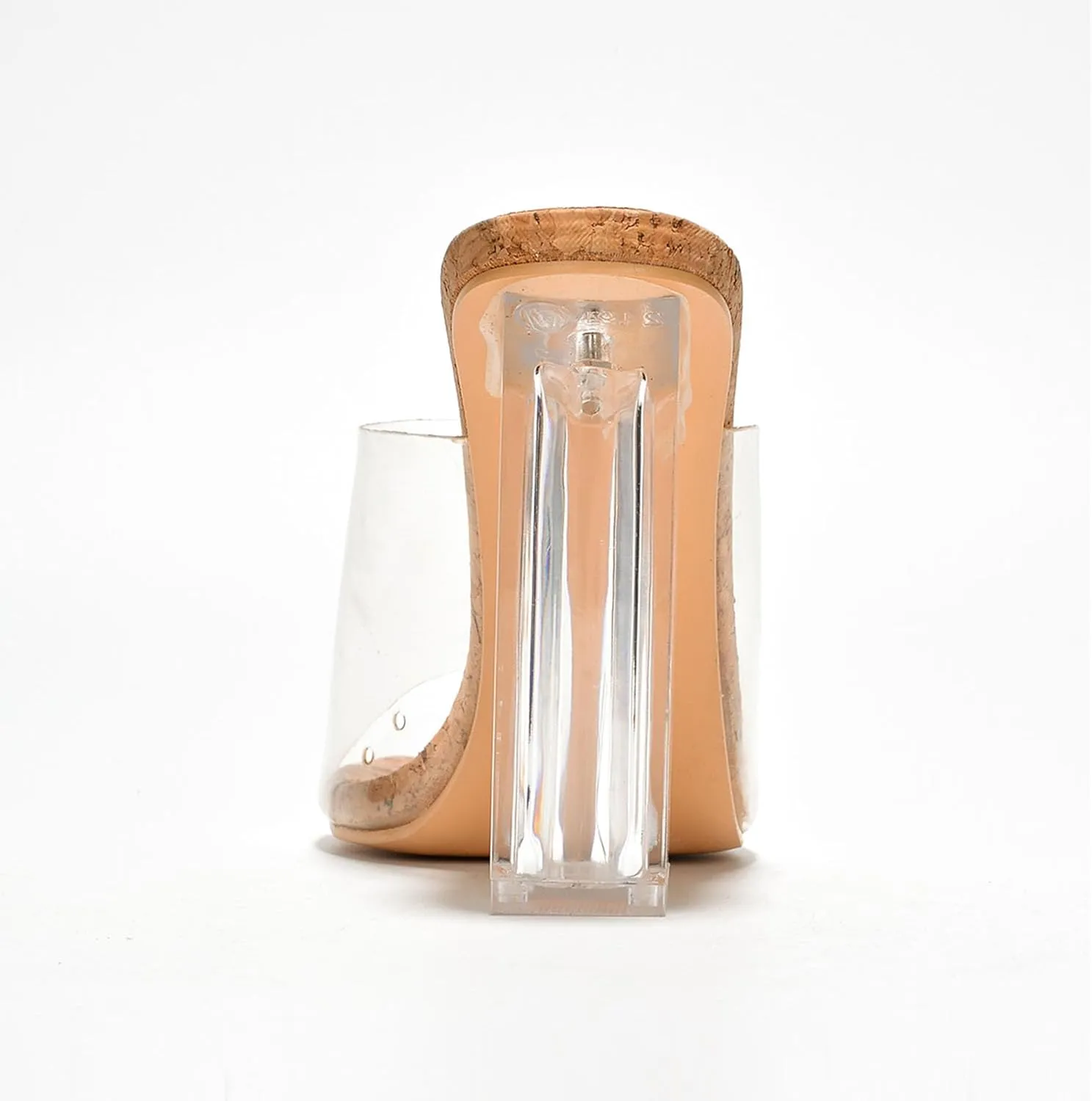 Cape Robbin Fusion Clear Chunky Block High Heels for Women, Transparent Booties for Women