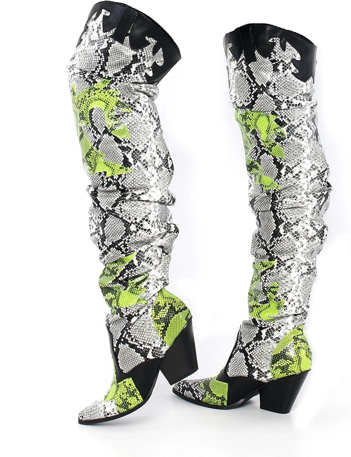 Cape Robbin | HILDA OVER THE KNEE THIGH HIGH CHUNKY LOW HEELED BOOTS-ANIMAL