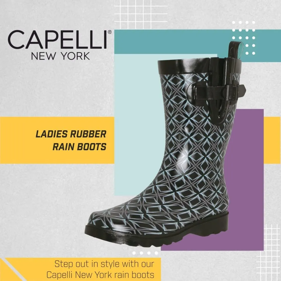 Capelli New York Ladies Mid-Calf Rubber Rain Boots