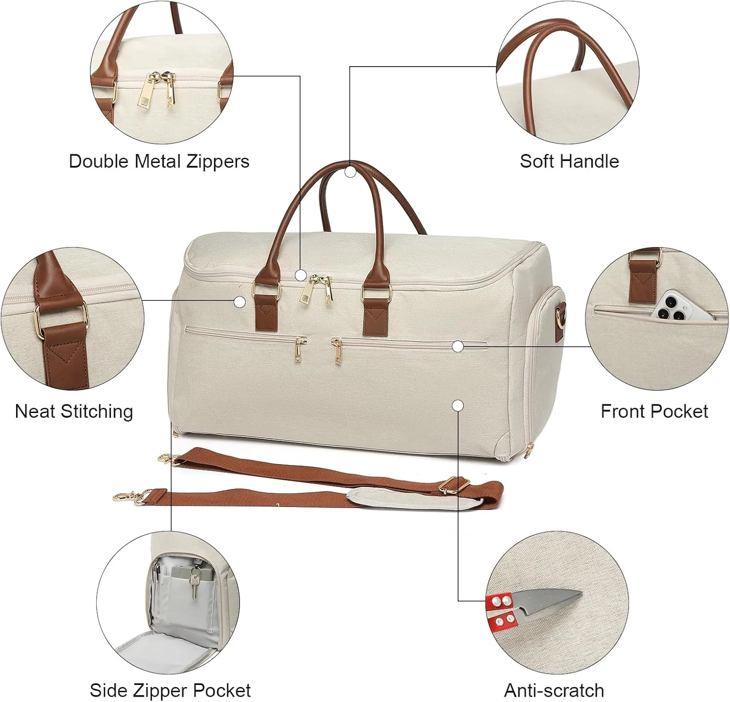 Carry On Garment Bag for Travel, Convertible Travel Garment Bag for Men Women, 2 in 1 Hanging Suitcase Suit Business Travel Bag