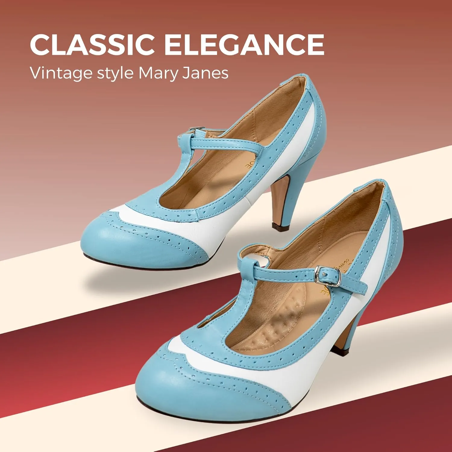 Chase & Chloe Lace-Up Vintage Cut-Out Women's Heeled Oxford