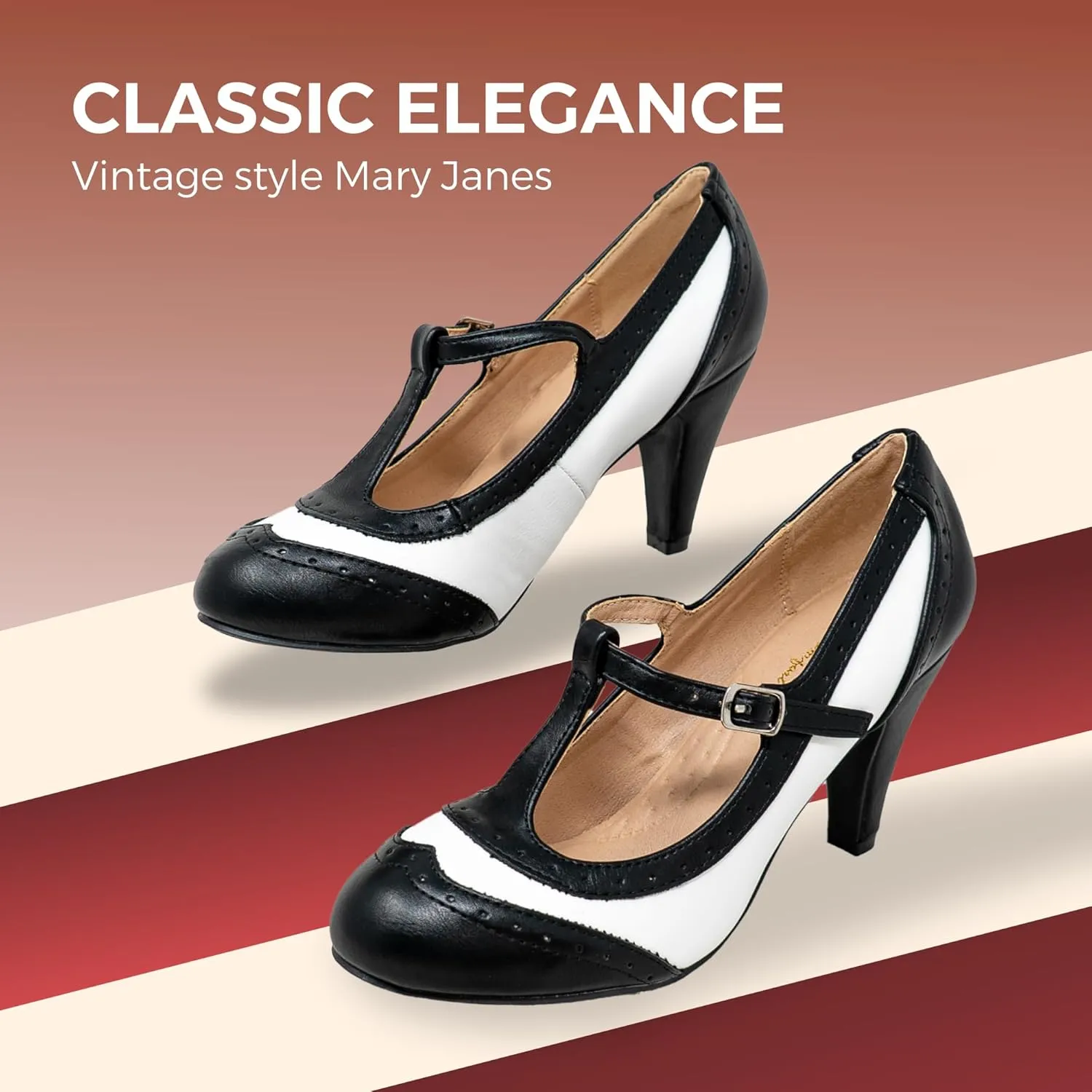 Chase & Chloe Lace-Up Vintage Cut-Out Women's Heeled Oxford