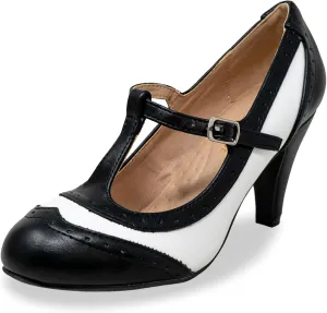 Chase & Chloe Lace-Up Vintage Cut-Out Women's Heeled Oxford