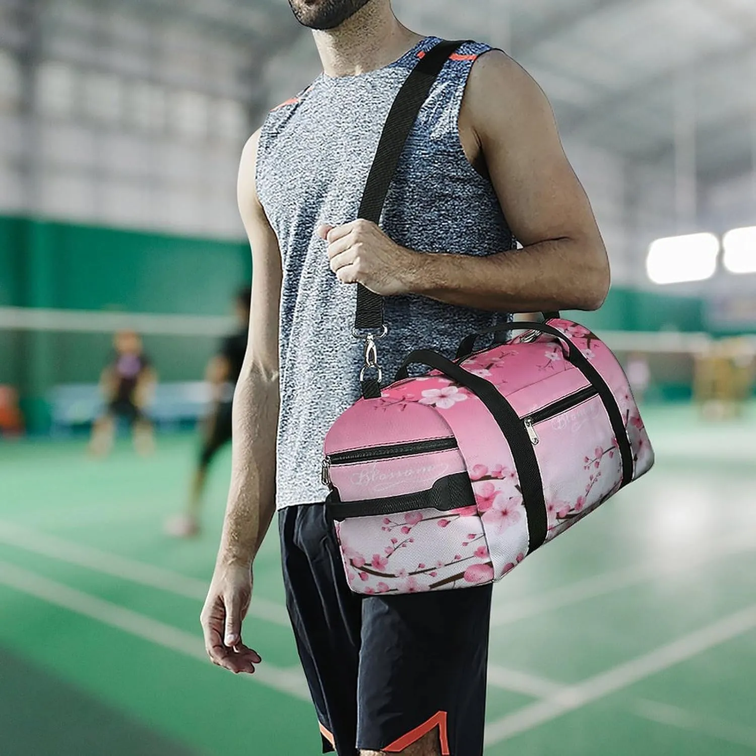 Cherry Blossom Duffel Bag for Men Women with Shoe Compartment Waterproof Gym Travel