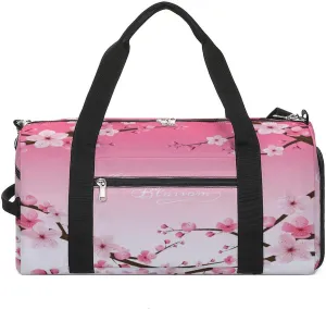 Cherry Blossom Duffel Bag for Men Women with Shoe Compartment Waterproof Gym Travel