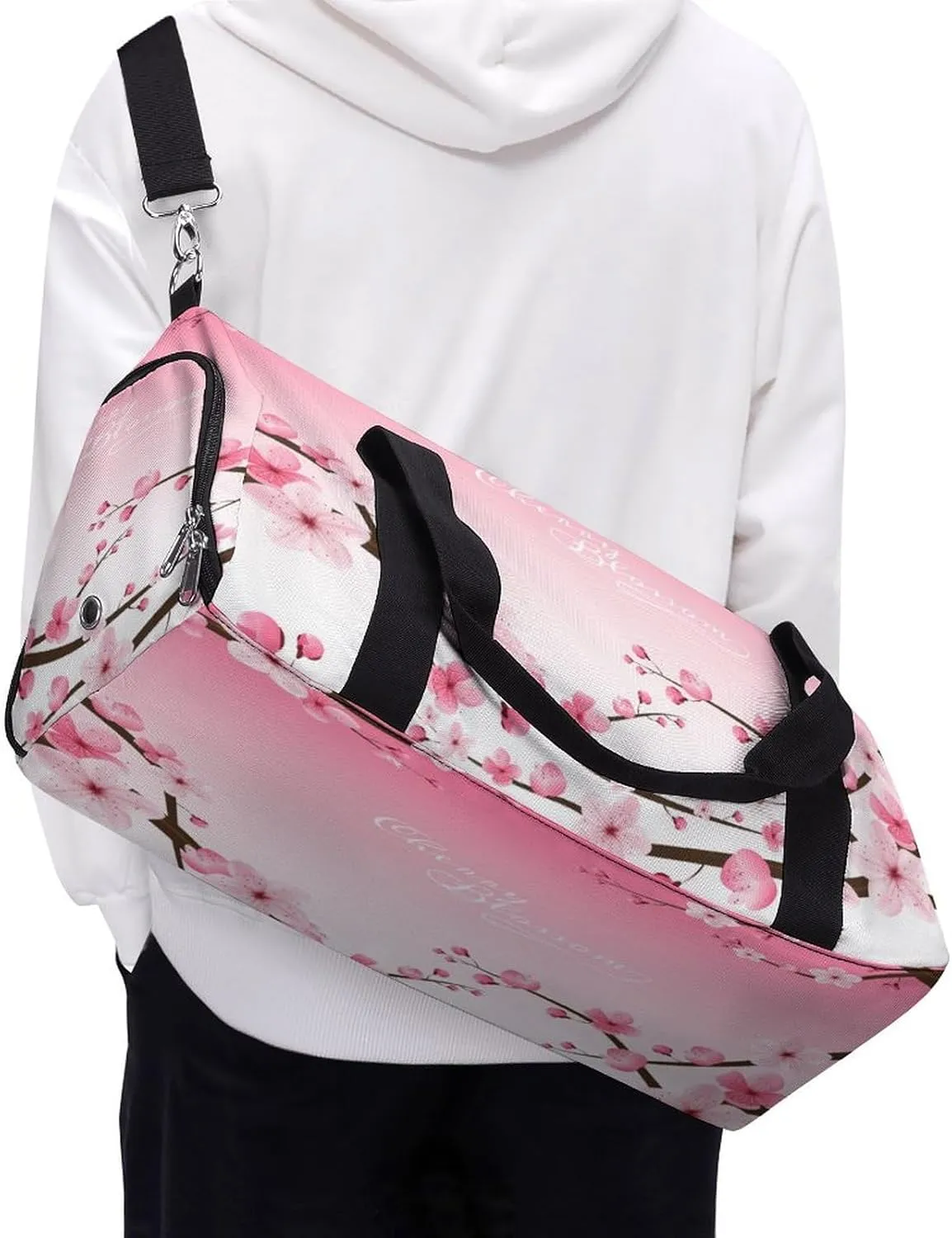 Cherry Blossom Duffel Bag for Men Women with Shoe Compartment Waterproof Gym Travel