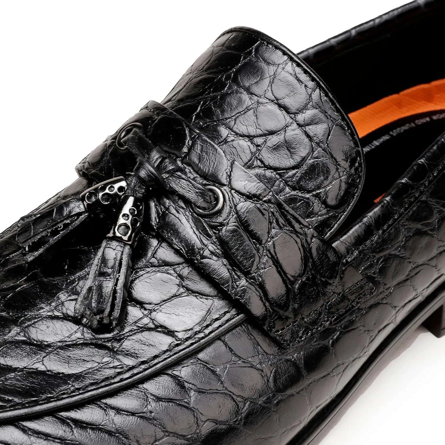 Classic Men's Tassel Dress Shoes, Alligator Printed Dress Loafer Casual Party Wedding Shoes Leather Penny Loafer for Mens
