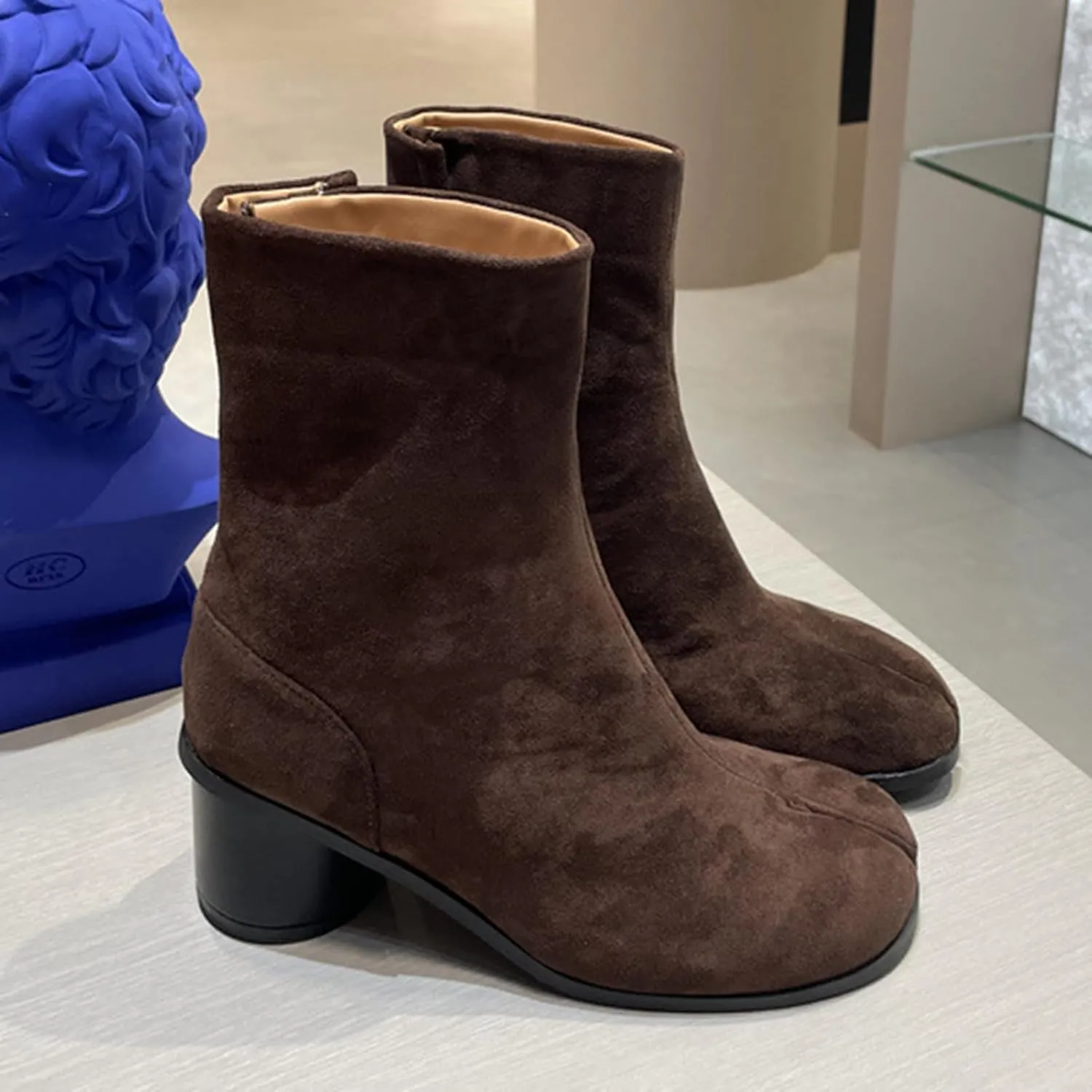 ClassicSter Split Toe Tabi Shoes for Women Ninja Shoes Chunky High Heel Ankle Boots Fashion Comfortable Booties