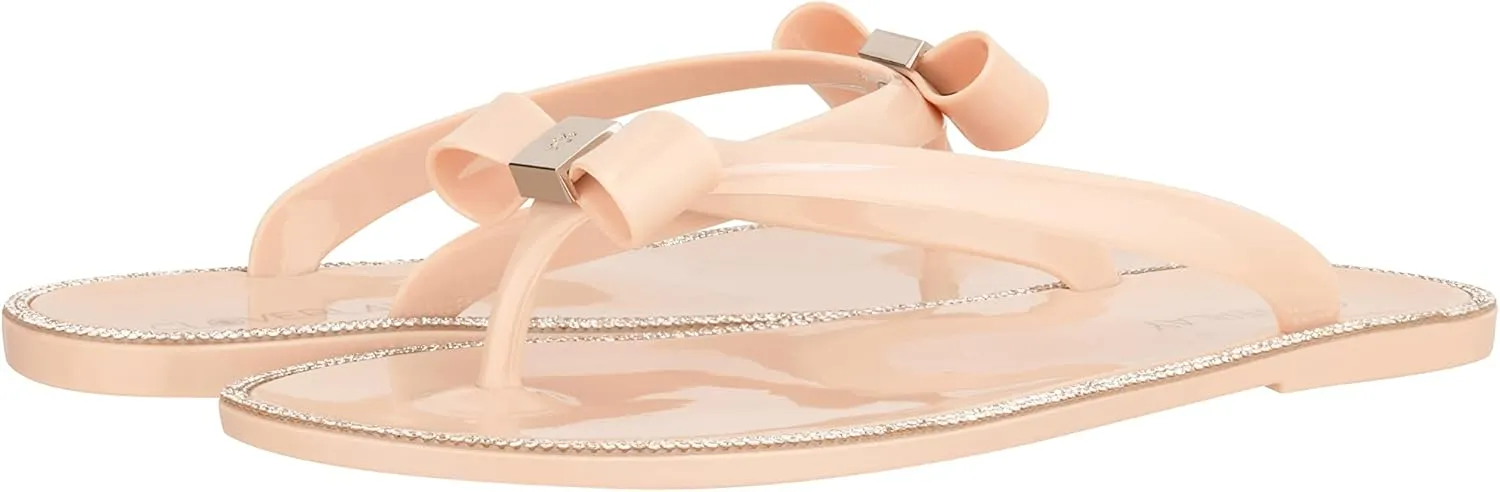 CLOVERLAY Women’s Jelly Sandals Rhinestone Bowtie Flip Flops Beach Slide Flat Sandals