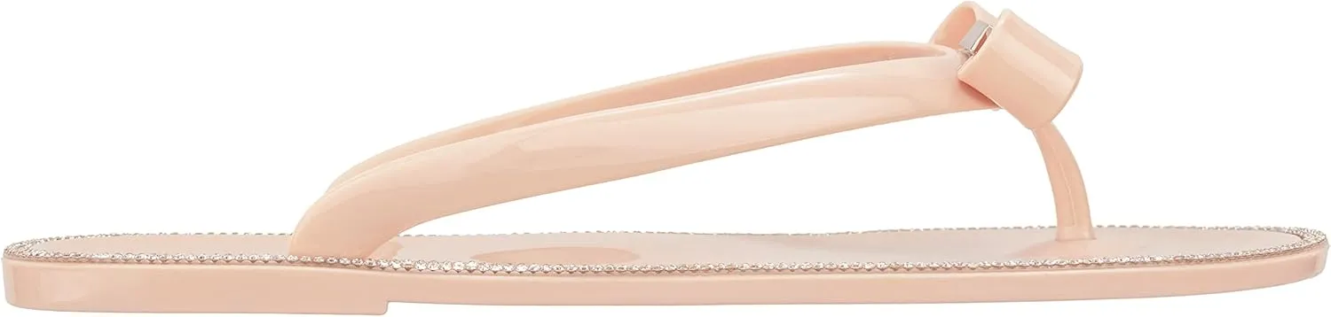 CLOVERLAY Women’s Jelly Sandals Rhinestone Bowtie Flip Flops Beach Slide Flat Sandals
