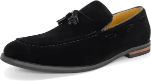 CMM Men's Suede Slippers Loafers Dress Shoes with Tassel Flats Slip-on Prom Loafer