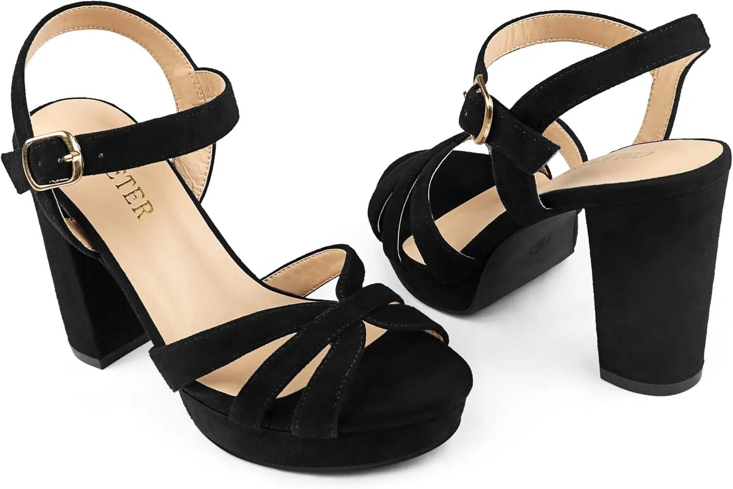 COLETER Women's Platform Chunky Heels Ankle Strap Block Heeled Sandals Party Wedding Shoes