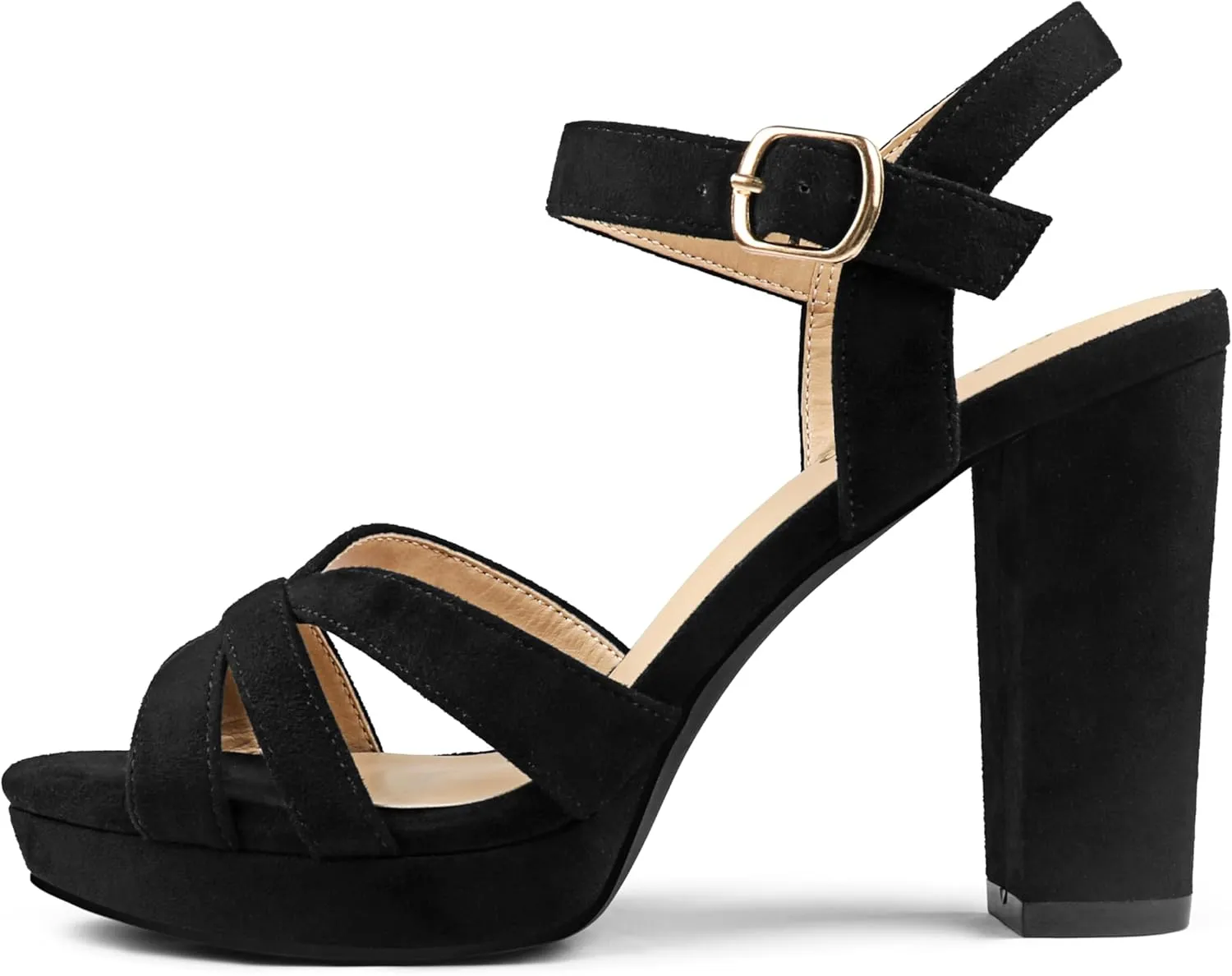 COLETER Women's Platform Chunky Heels Ankle Strap Block Heeled Sandals Party Wedding Shoes
