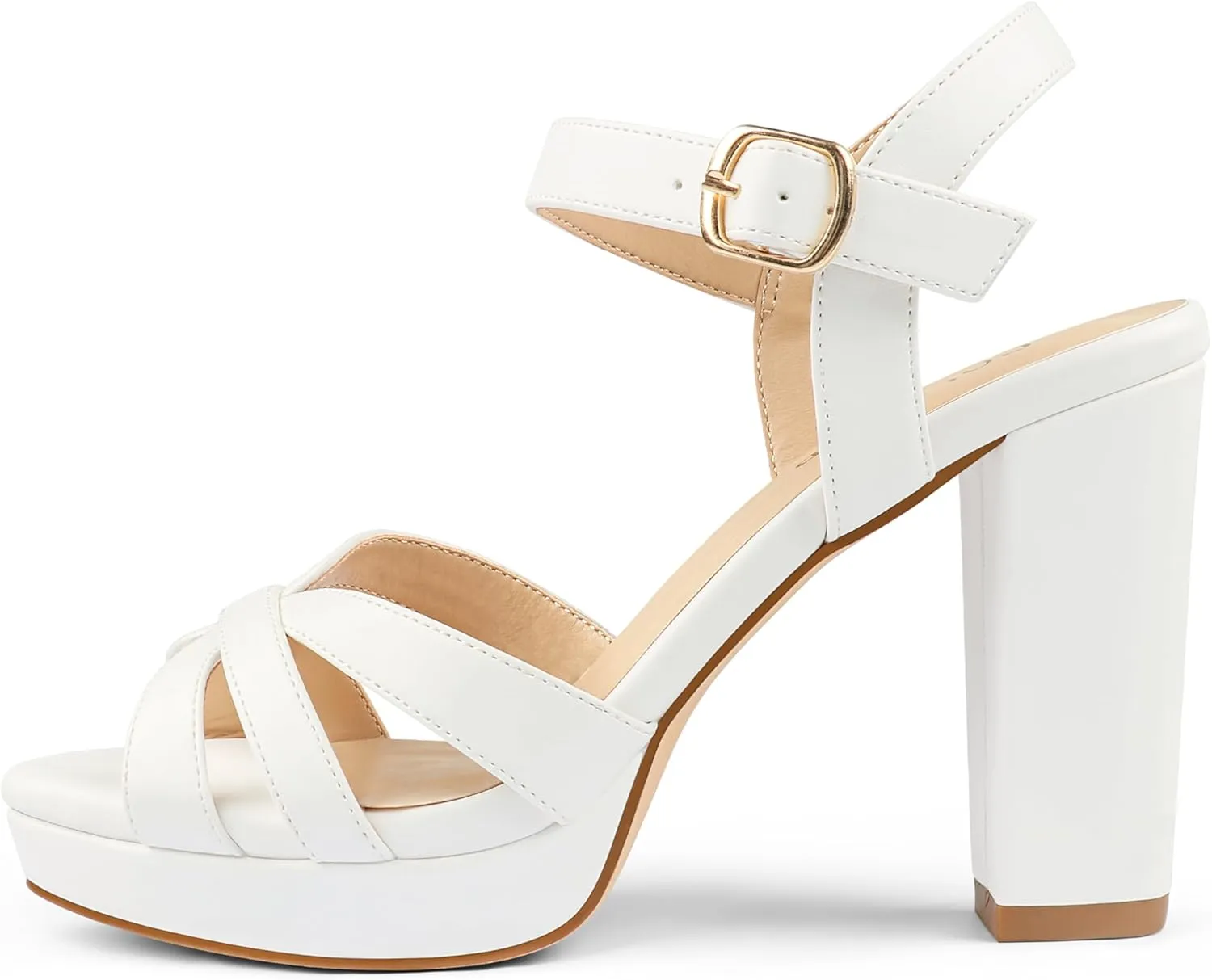 COLETER Women's Platform Chunky Heels Ankle Strap Block Heeled Sandals Party Wedding Shoes