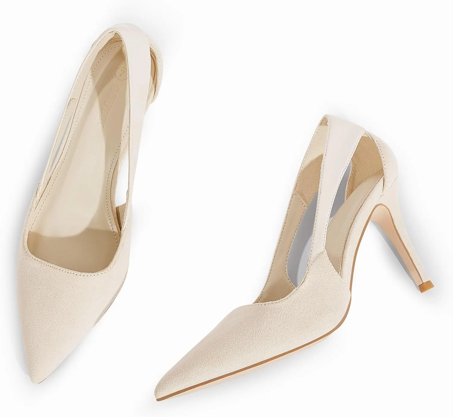Coutgo Womens Dressy Heels Shoes Closed Pointed Toe Cut Out Pumps Casual Work Shoes
