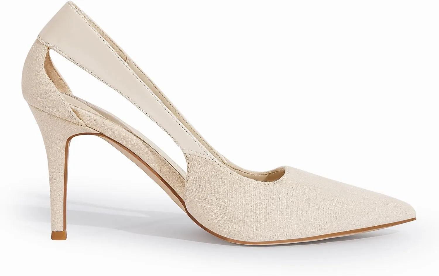 Coutgo Womens Dressy Heels Shoes Closed Pointed Toe Cut Out Pumps Casual Work Shoes