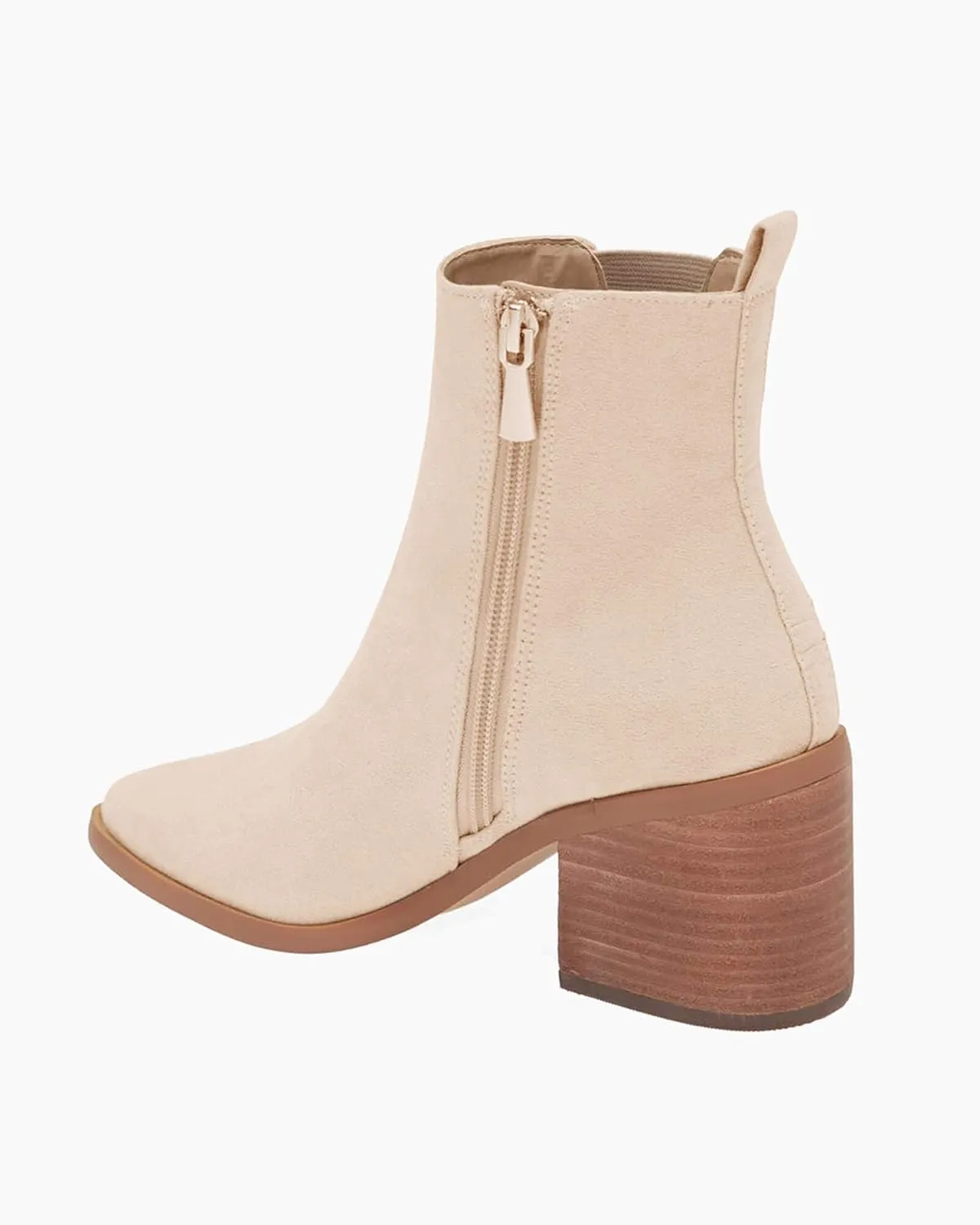 Coutgo Womens Pointed Toe Ankle Boots Chunky Block Stacked Heel Side Zipper Chelsea Fall Booties